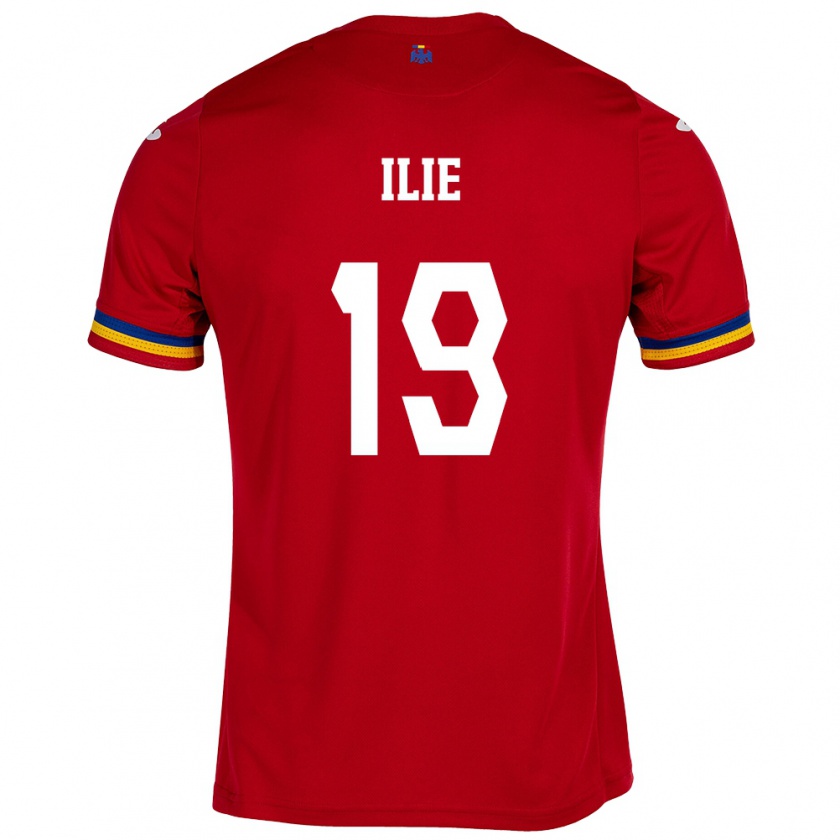 Kandiny Bambino Maglia Romania Rareș Ilie #19 Rosso Kit Gara Away 24-26 Maglietta