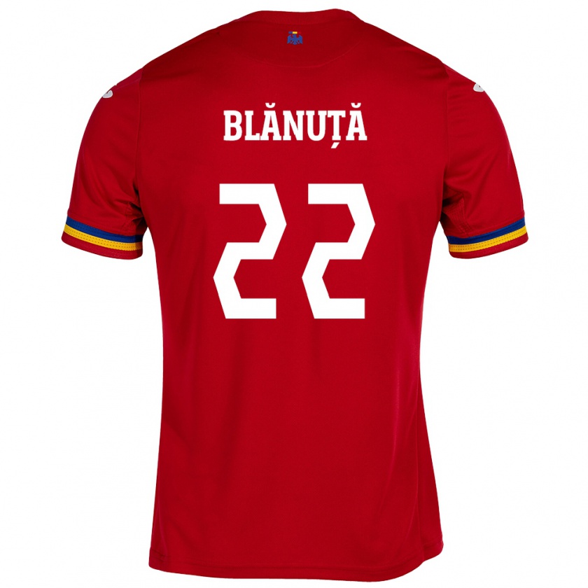 Kandiny Kinder Rumänische Vladislav Blănuță #22 Rot Auswärtstrikot Trikot 24-26 T-Shirt Österreich