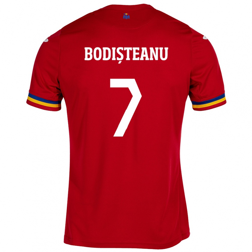 Kandiny Kinderen Roemenië Ștefan Bodișteanu #7 Rood Uitshirt Uittenue 24-26 T-Shirt België