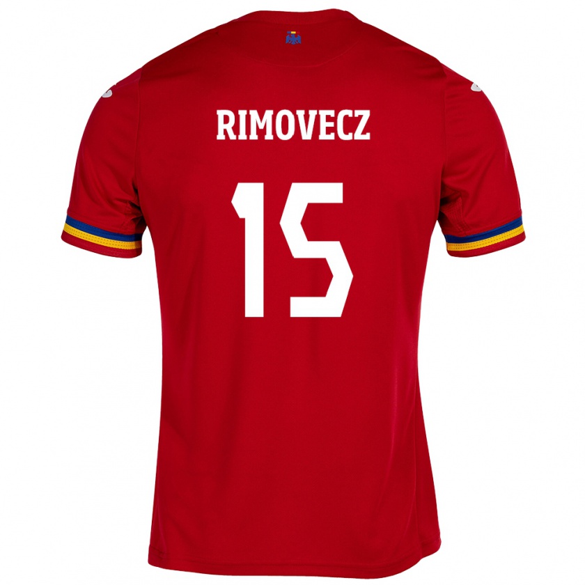 Kandiny Bambino Maglia Romania Sergiu Rimovecz #15 Rosso Kit Gara Away 24-26 Maglietta