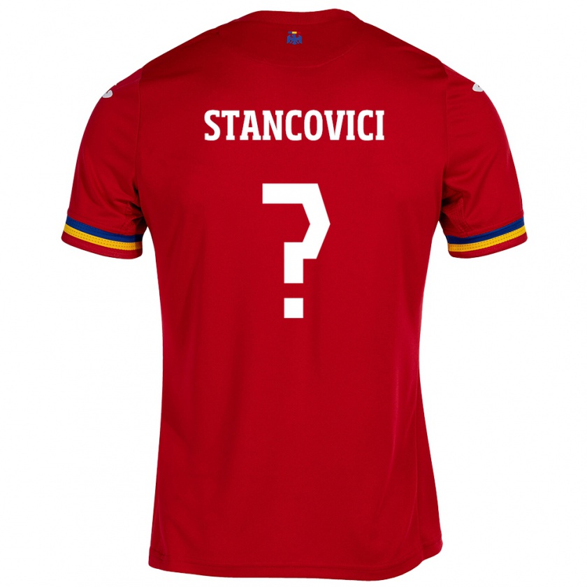 Kandiny Bambino Maglia Romania Victor Stancovici #0 Rosso Kit Gara Away 24-26 Maglietta