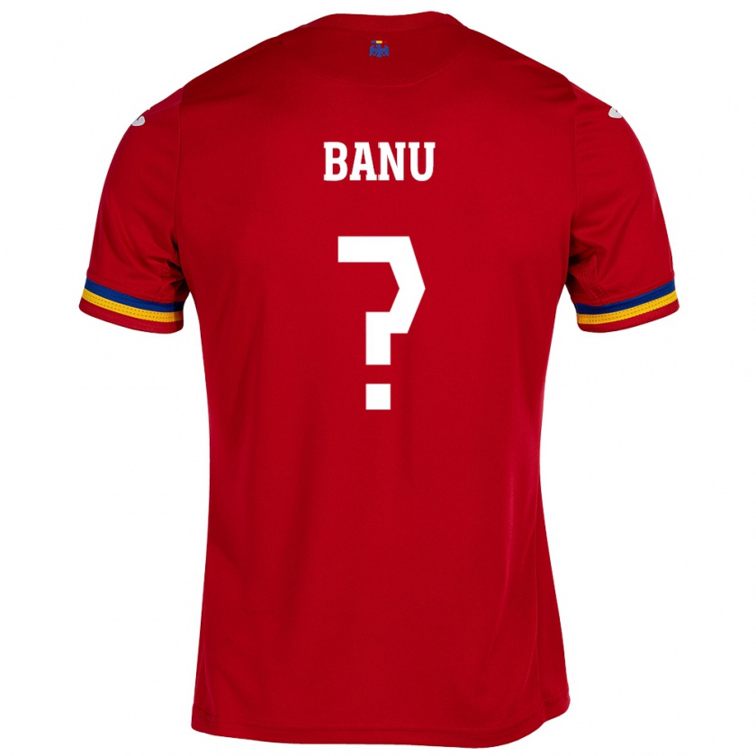 Kandiny Bambino Maglia Romania Luca Banu #0 Rosso Kit Gara Away 24-26 Maglietta