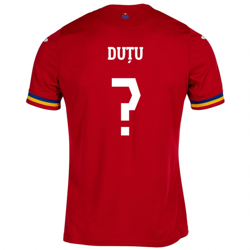 Kandiny Bambino Maglia Romania Matteo Duțu #0 Rosso Kit Gara Away 24-26 Maglietta