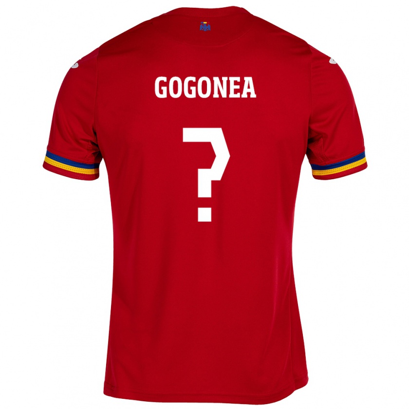 Kandiny Bambino Maglia Romania Raul Gogonea #0 Rosso Kit Gara Away 24-26 Maglietta