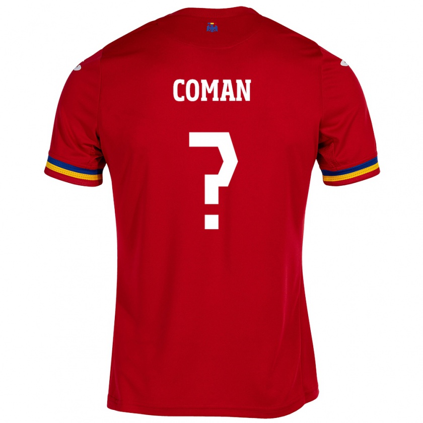 Kandiny Bambino Maglia Romania Rareș Coman #0 Rosso Kit Gara Away 24-26 Maglietta