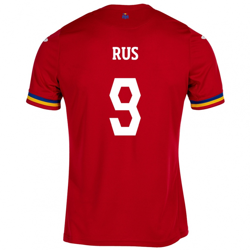 Kandiny Bambino Maglia Romania Laura Rus #9 Rosso Kit Gara Away 24-26 Maglietta