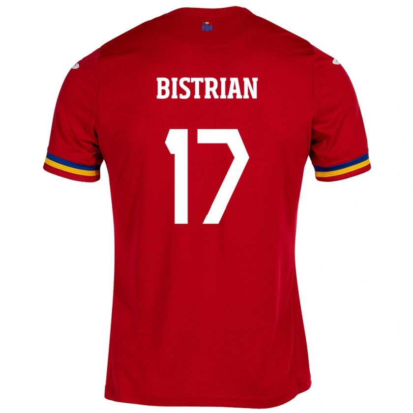 Kandiny Bambino Maglia Romania Claudia Bistrian #17 Rosso Kit Gara Away 24-26 Maglietta