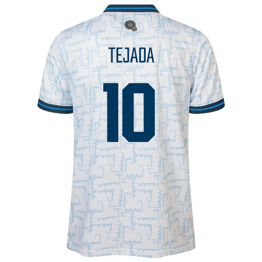 Kandiny Bambino Maglia El Salvador Rafael Tejada #10 Bianco Kit Gara Away 24-26 Maglietta