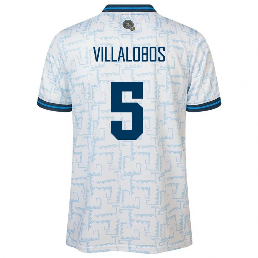 Kandiny Kinder El Salvador Kristian Villalobos #5 Weiß Auswärtstrikot Trikot 24-26 T-Shirt Österreich