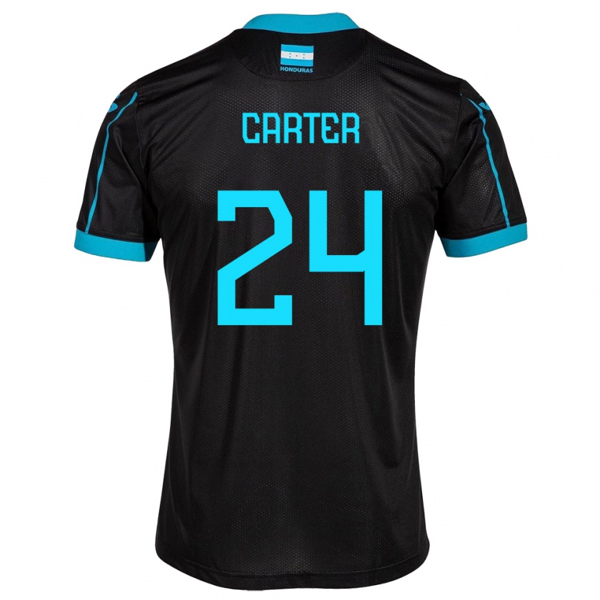 Kandiny Niño Camiseta Honduras Daniel Carter #24 Negro 2ª Equipación 24-26 La Camisa