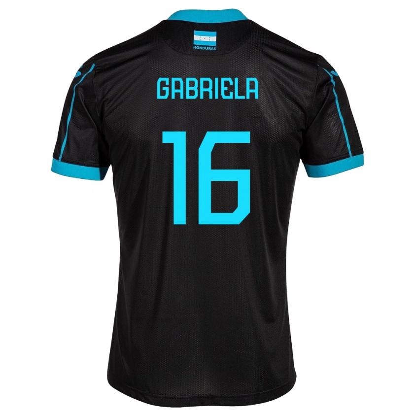 Kandiny Kinder Honduras Gabriela García #16 Schwarz Auswärtstrikot Trikot 24-26 T-Shirt Österreich