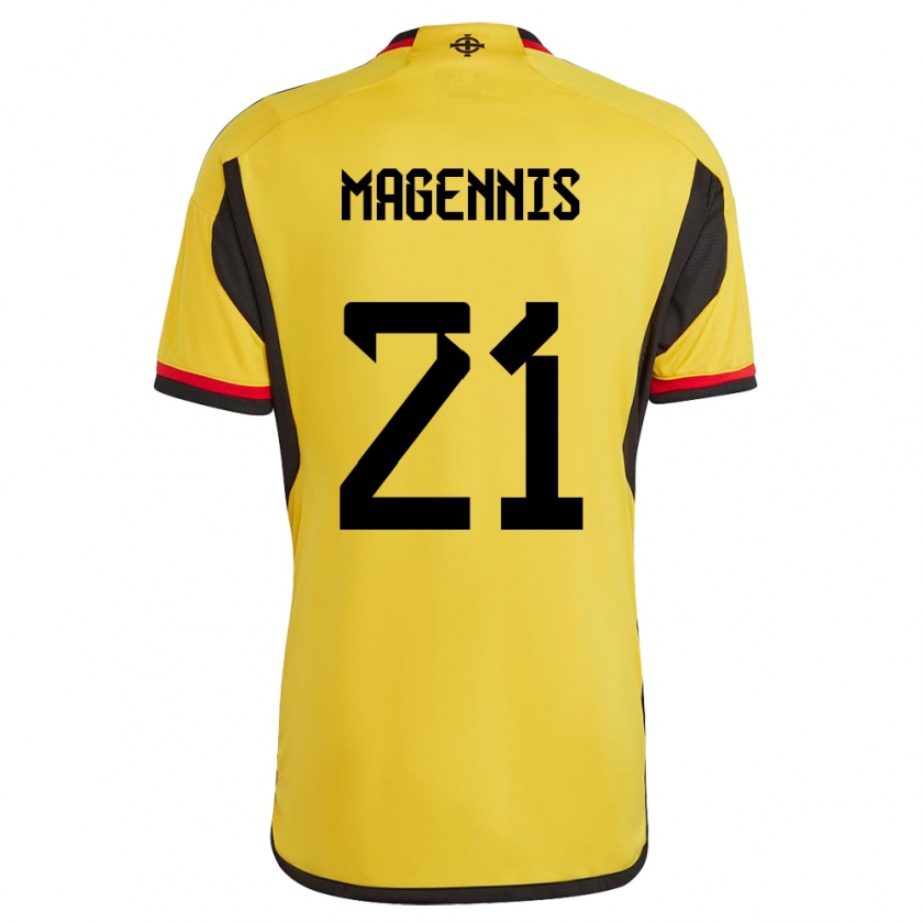 Kandiny Bambino Maglia Irlanda Del Nord Josh Magennis #21 Bianco Kit Gara Away 24-26 Maglietta