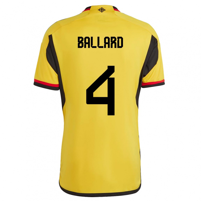 Kandiny Bambino Maglia Irlanda Del Nord Daniel Ballard #4 Bianco Kit Gara Away 24-26 Maglietta