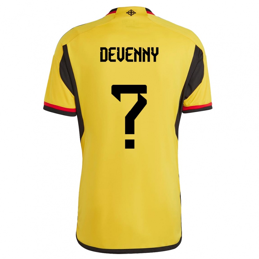 Kandiny Kinderen Noord-Ierland Justin Devenny #0 Wit Uitshirt Uittenue 24-26 T-Shirt België