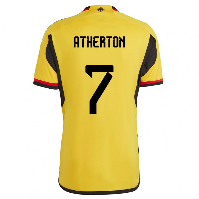 Kandinyキッズ北アイルランドChris Atherton#7白アウェイシャツ24-26ジャージーユニフォーム