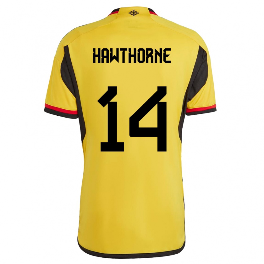 Kandiny Bambino Maglia Irlanda Del Nord Keevan Hawthorne #14 Bianco Kit Gara Away 24-26 Maglietta