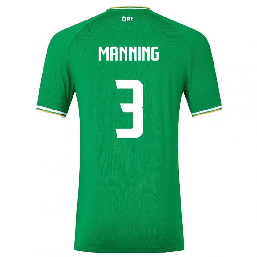 Kandiny Uomo Maglia Irlanda Ryan Manning #3 Verde Kit Gara Home 24-26 Maglietta