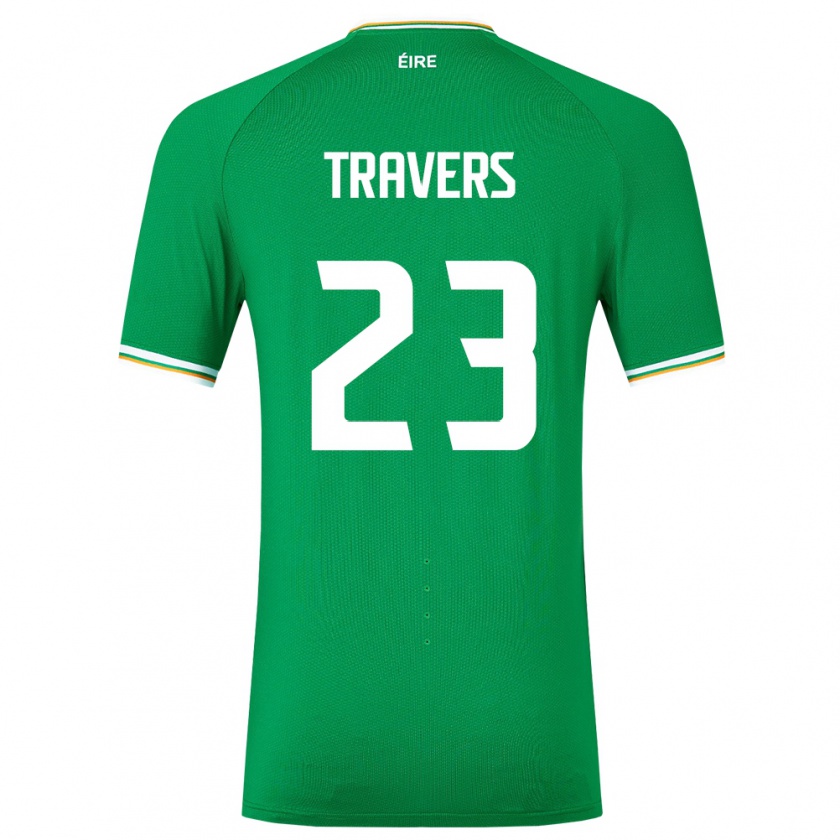 Kandiny Uomo Maglia Irlanda Mark Travers #23 Verde Kit Gara Home 24-26 Maglietta