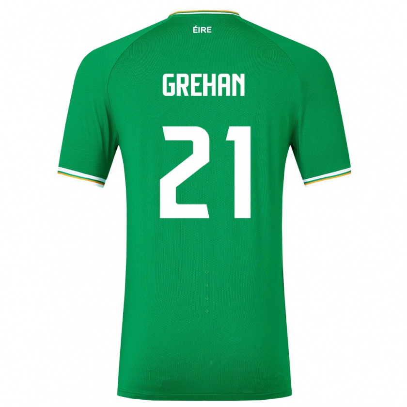 Kandiny Uomo Maglia Irlanda Sean Grehan #21 Verde Kit Gara Home 24-26 Maglietta