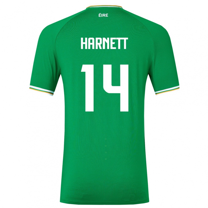 Kandiny Uomo Maglia Irlanda Kaylem Harnett #14 Verde Kit Gara Home 24-26 Maglietta