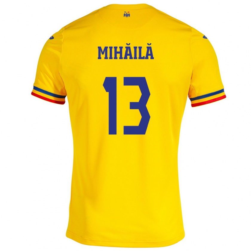 Kandiny Hombre Camiseta Rumania Valentin Mihăilă #13 Amarillo 1ª Equipación 24-26 La Camisa México