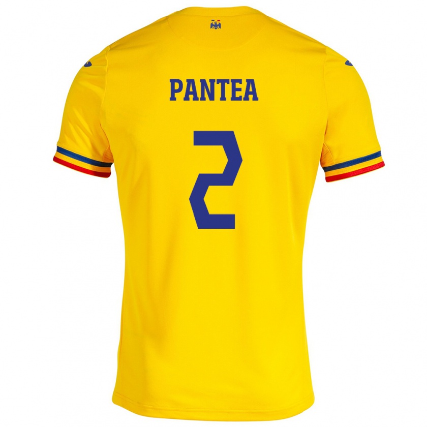 Kandiny Hombre Camiseta Rumania Alexandru Pantea #2 Amarillo 1ª Equipación 24-26 La Camisa México