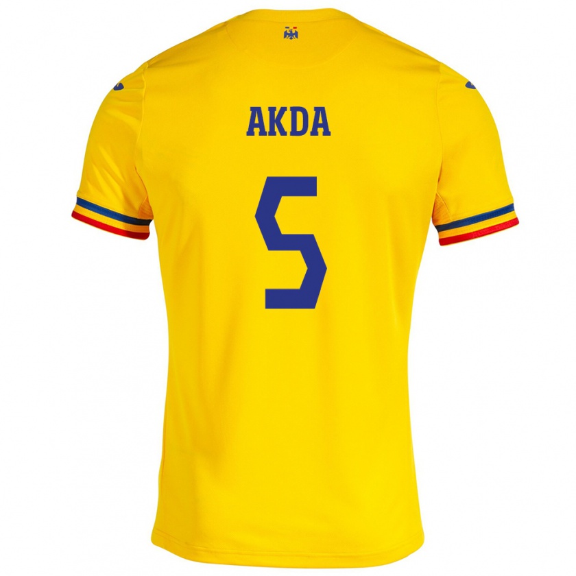 Kandiny Hombre Camiseta Rumania Ümit Akdağ #5 Amarillo 1ª Equipación 24-26 La Camisa