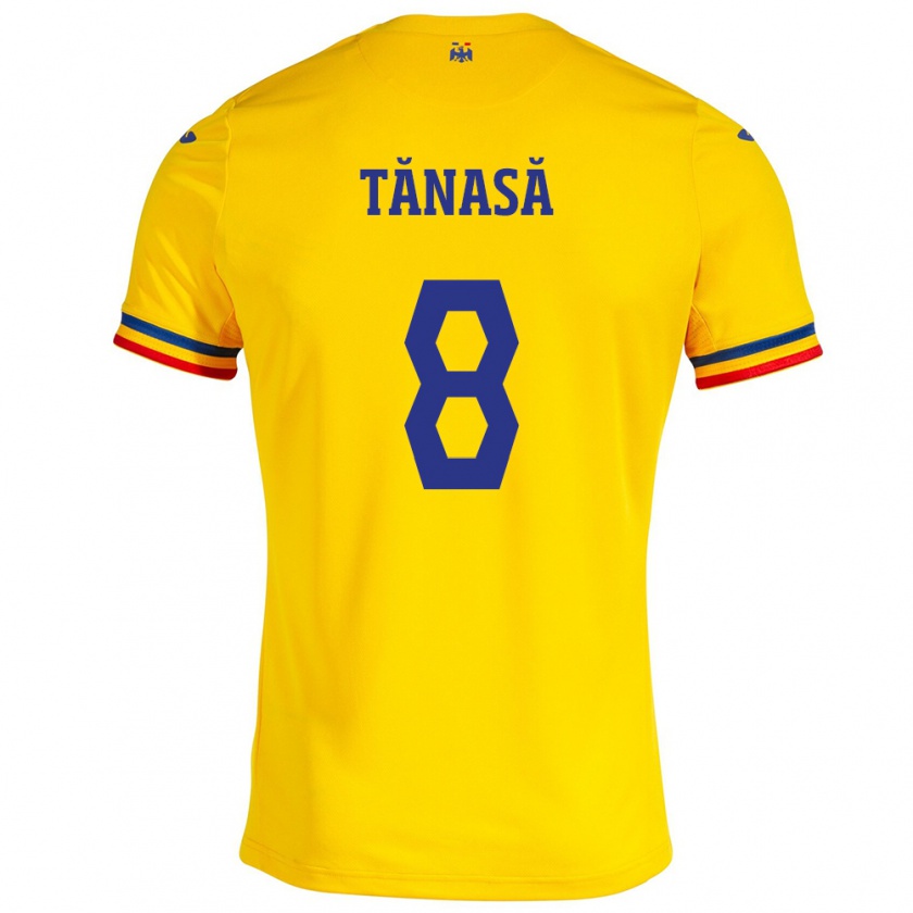 Kandiny Heren Roemenië Răzvan Tănasă #8 Geel Thuisshirt Thuistenue 24-26 T-Shirt België