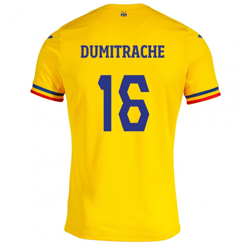 Kandiny Heren Roemenië Valentin Dumitrache #16 Geel Thuisshirt Thuistenue 24-26 T-Shirt België