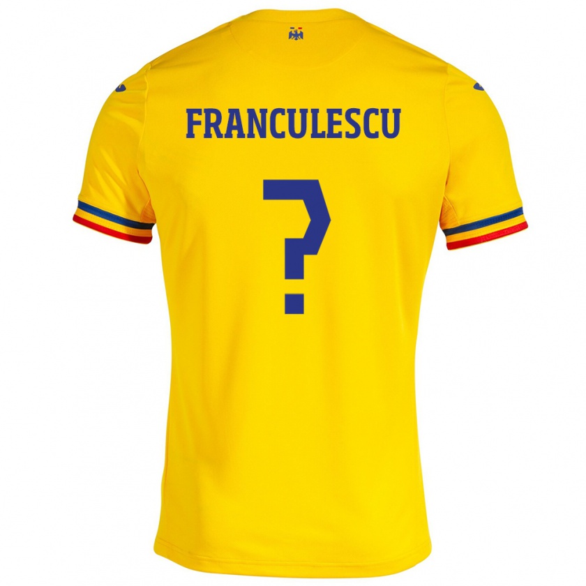 Kandiny Hombre Camiseta Rumania Adrian Frânculescu #0 Amarillo 1ª Equipación 24-26 La Camisa México