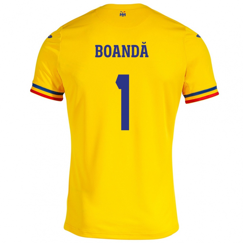 Kandiny Hombre Camiseta Rumania Lavinia Boandă #1 Amarillo 1ª Equipación 24-26 La Camisa