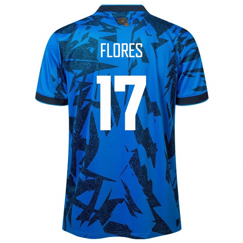 Kandiny Hombre Camiseta El Salvador Diego Flores #17 Azul 1ª Equipación 24-26 La Camisa México