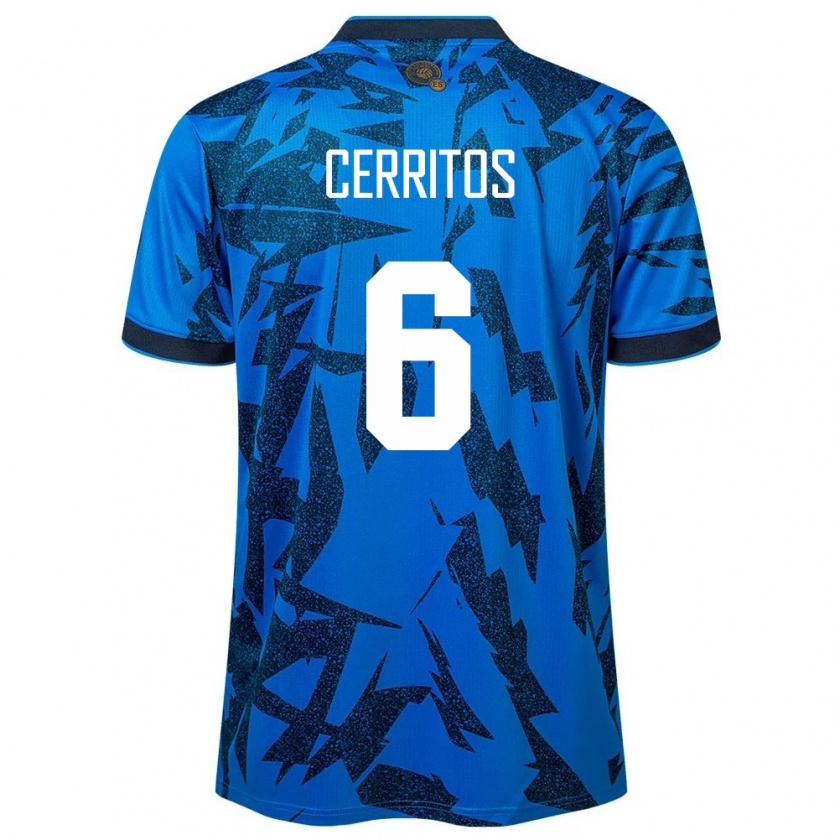 Kandiny Uomo Maglia El Salvador Mauricio Cerritos #6 Blu Kit Gara Home 24-26 Maglietta