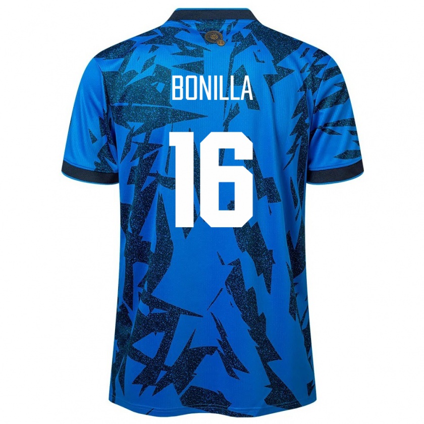 Kandiny Hombre Camiseta El Salvador Elmer Bonilla #16 Azul 1ª Equipación 24-26 La Camisa