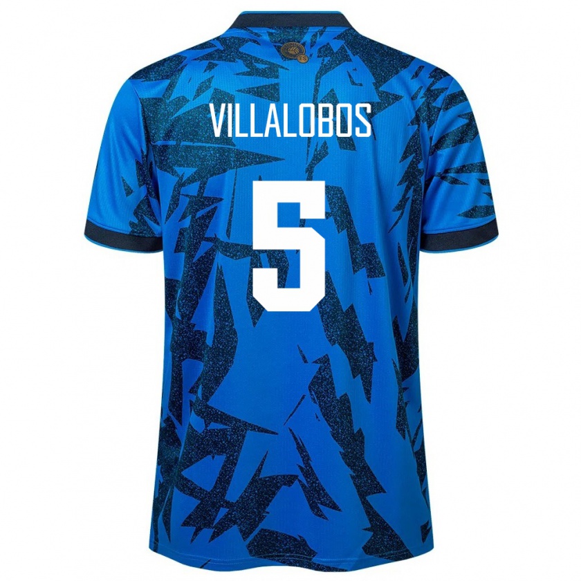 Kandiny Uomo Maglia El Salvador Kristian Villalobos #5 Blu Kit Gara Home 24-26 Maglietta