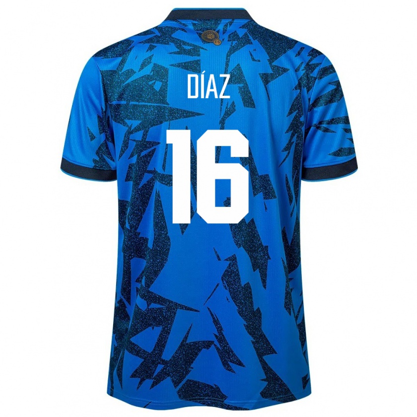 Kandiny Hombre Camiseta El Salvador Wilber Díaz #16 Azul 1ª Equipación 24-26 La Camisa México