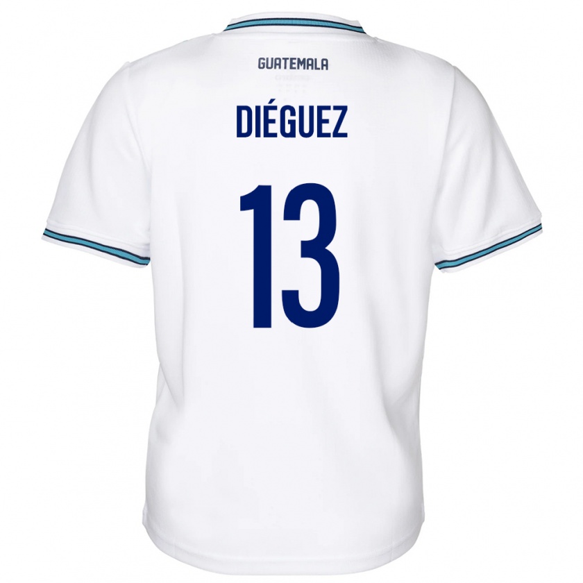 Kandiny Hombre Camiseta Guatemala Jonathan Diéguez #13 Blanco 1ª Equipación 24-26 La Camisa