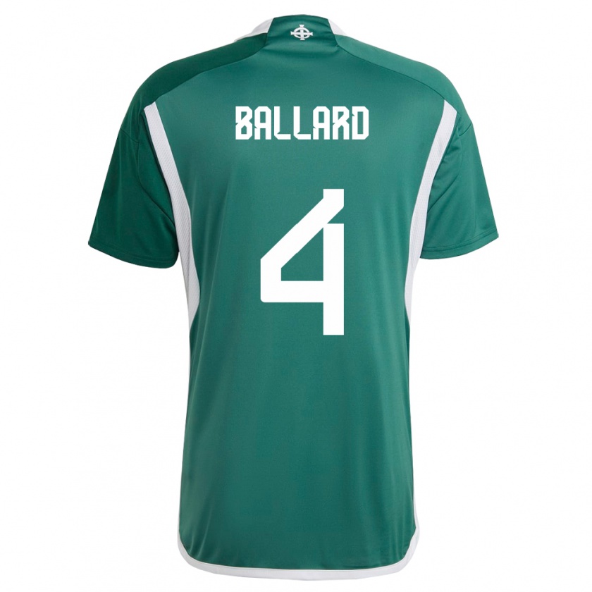 Kandiny Heren Noord-Ierland Daniel Ballard #4 Groente Thuisshirt Thuistenue 24-26 T-Shirt België