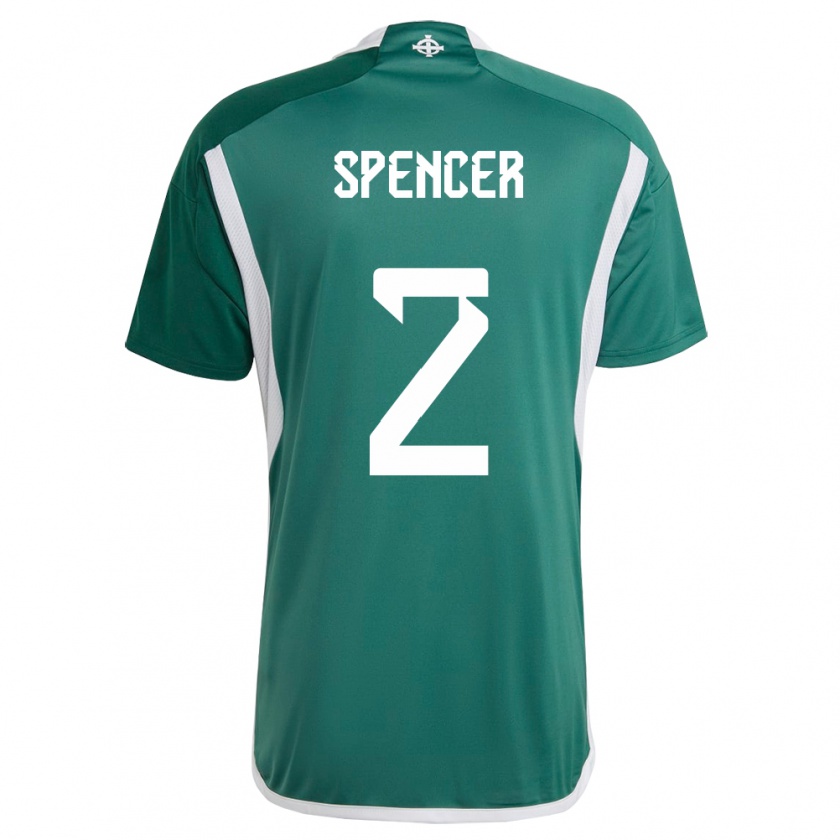 Kandiny Hombre Camiseta Irlanda Del Norte Brodie Spencer #2 Verde 1ª Equipación 24-26 La Camisa