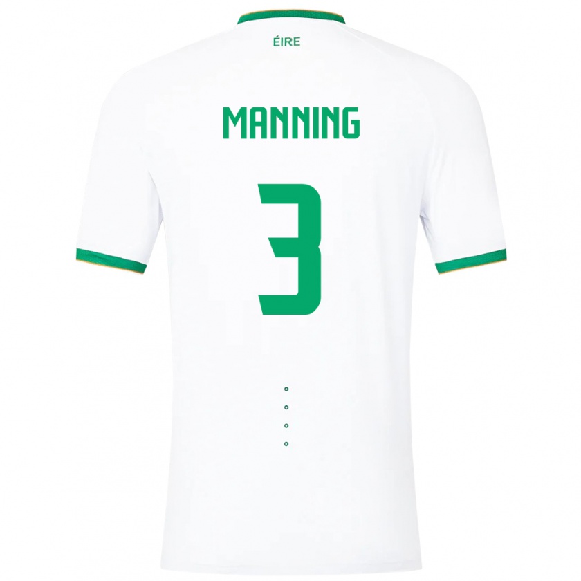 Kandiny Uomo Maglia Irlanda Ryan Manning #3 Bianco Kit Gara Away 24-26 Maglietta