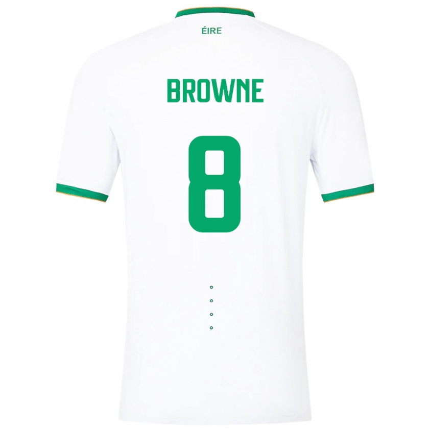 Kandiny Uomo Maglia Irlanda Alan Browne #8 Bianco Kit Gara Away 24-26 Maglietta