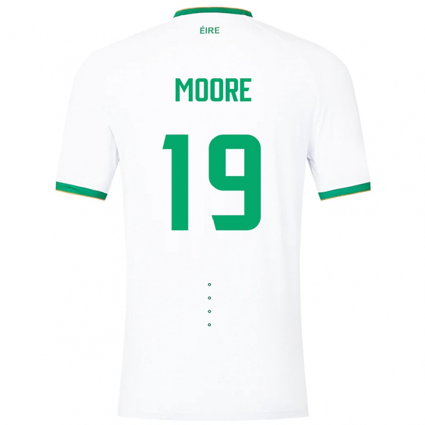 Kandiny Uomo Maglia Irlanda Sean Moore #19 Bianco Kit Gara Away 24-26 Maglietta