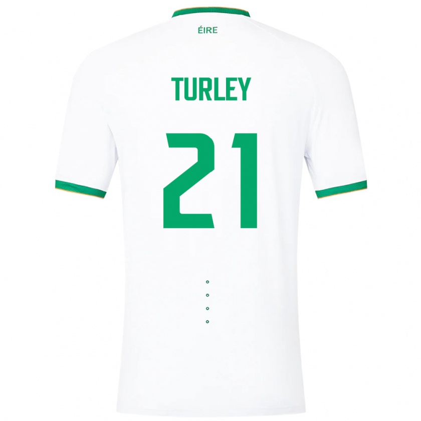 Kandiny Uomo Maglia Irlanda Freddie Turley #21 Bianco Kit Gara Away 24-26 Maglietta