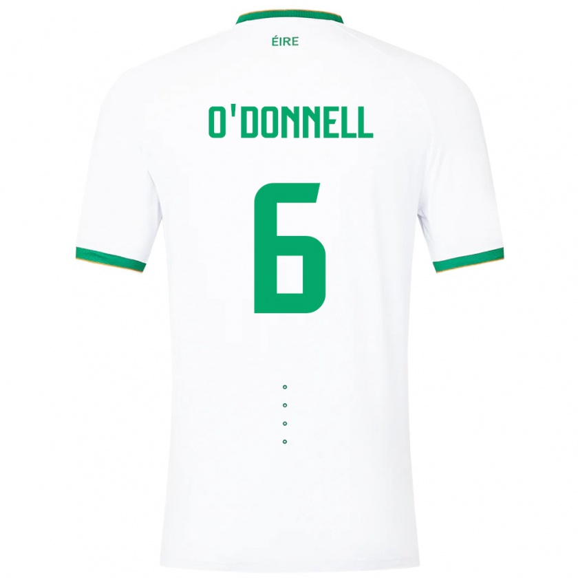 Kandiny Uomo Maglia Irlanda Luke O'donnell #6 Bianco Kit Gara Away 24-26 Maglietta