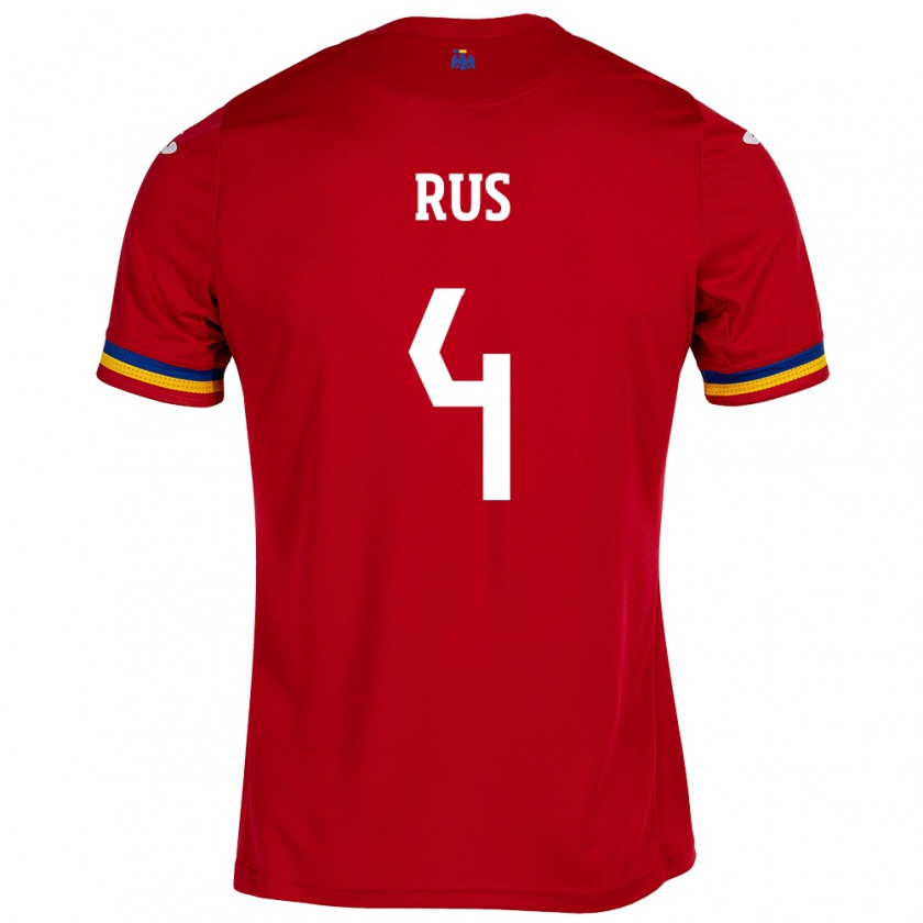 Kandiny Hombre Camiseta Rumania Adrian Rus #4 Rojo 2ª Equipación 24-26 La Camisa México