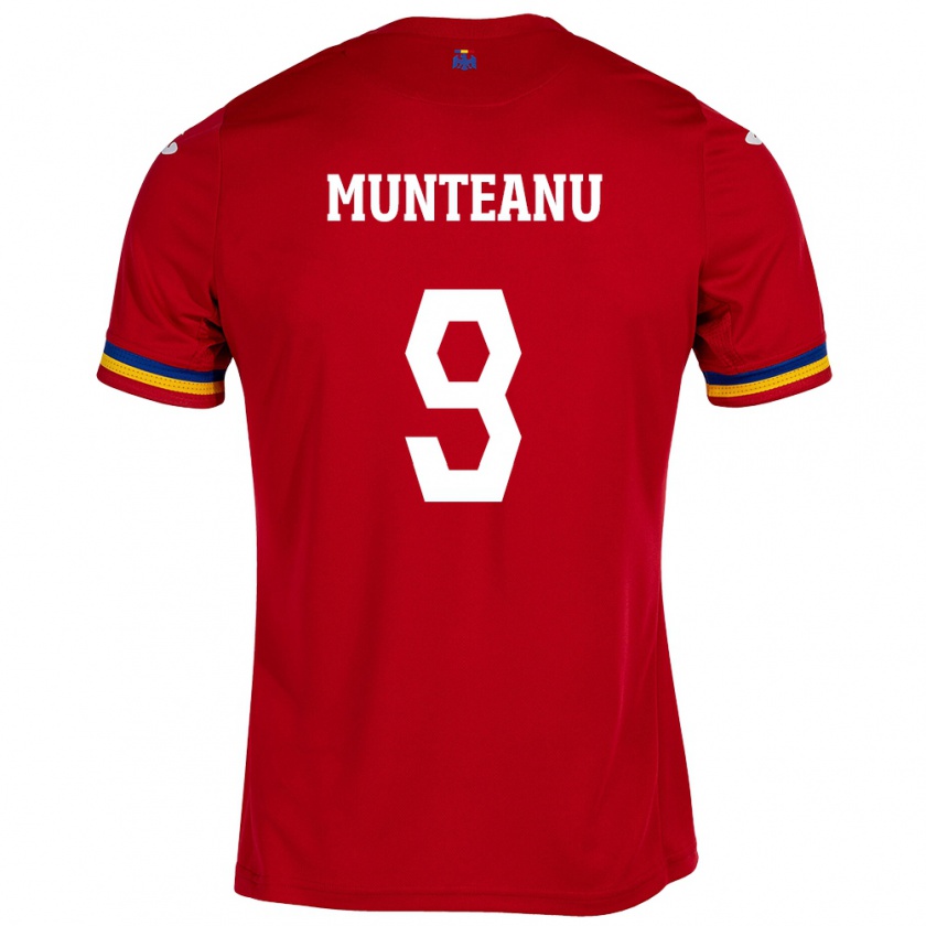 Kandiny Hombre Camiseta Rumania Louis Munteanu #9 Rojo 2ª Equipación 24-26 La Camisa México