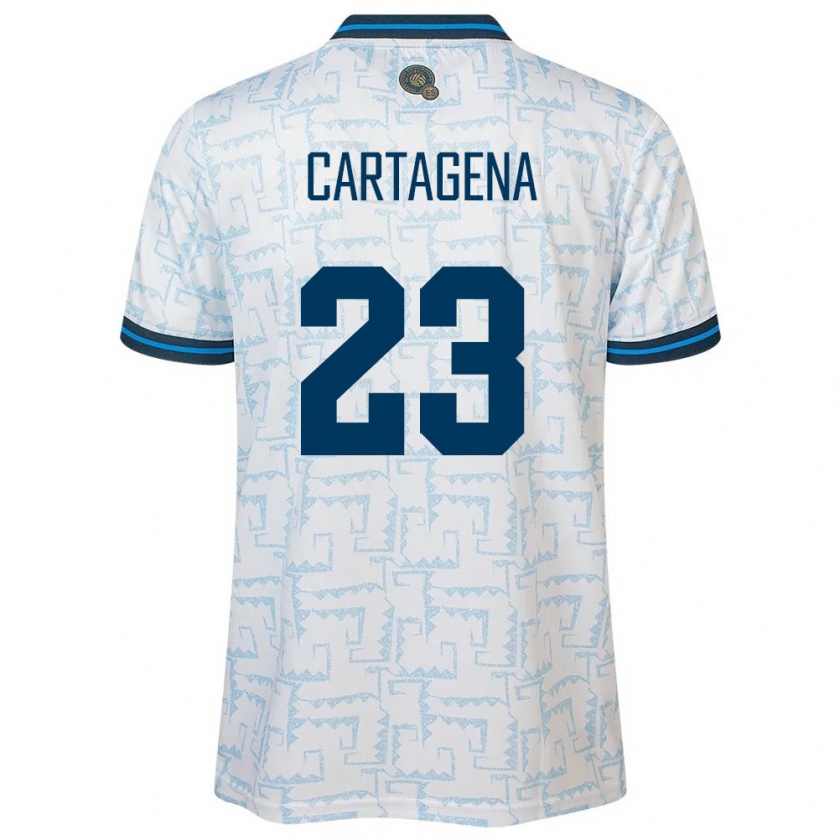 Kandiny Hombre Camiseta El Salvador Melvin Cartagena #23 Blanco 2ª Equipación 24-26 La Camisa