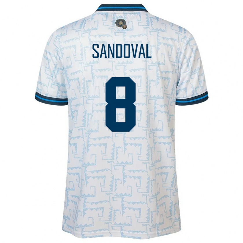 Kandiny Uomo Maglia El Salvador Emerson Sandoval #8 Bianco Kit Gara Away 24-26 Maglietta