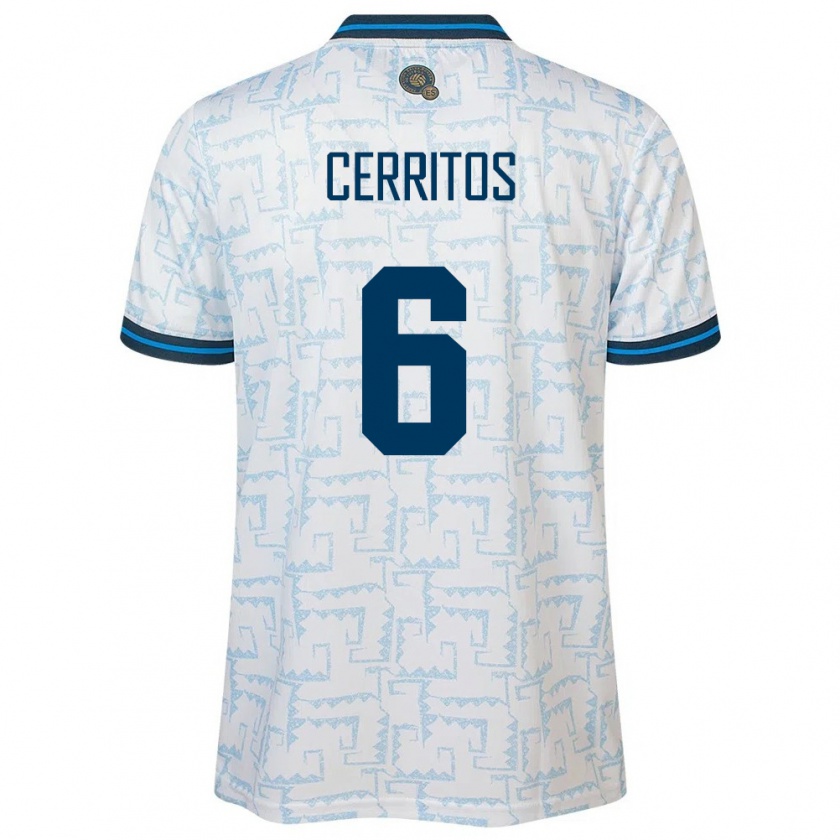 Kandiny Hombre Camiseta El Salvador Mauricio Cerritos #6 Blanco 2ª Equipación 24-26 La Camisa México