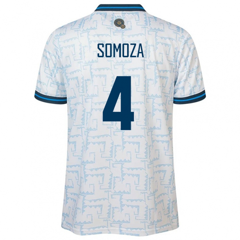 Kandiny Uomo Maglia El Salvador Néstor Somoza #4 Bianco Kit Gara Away 24-26 Maglietta